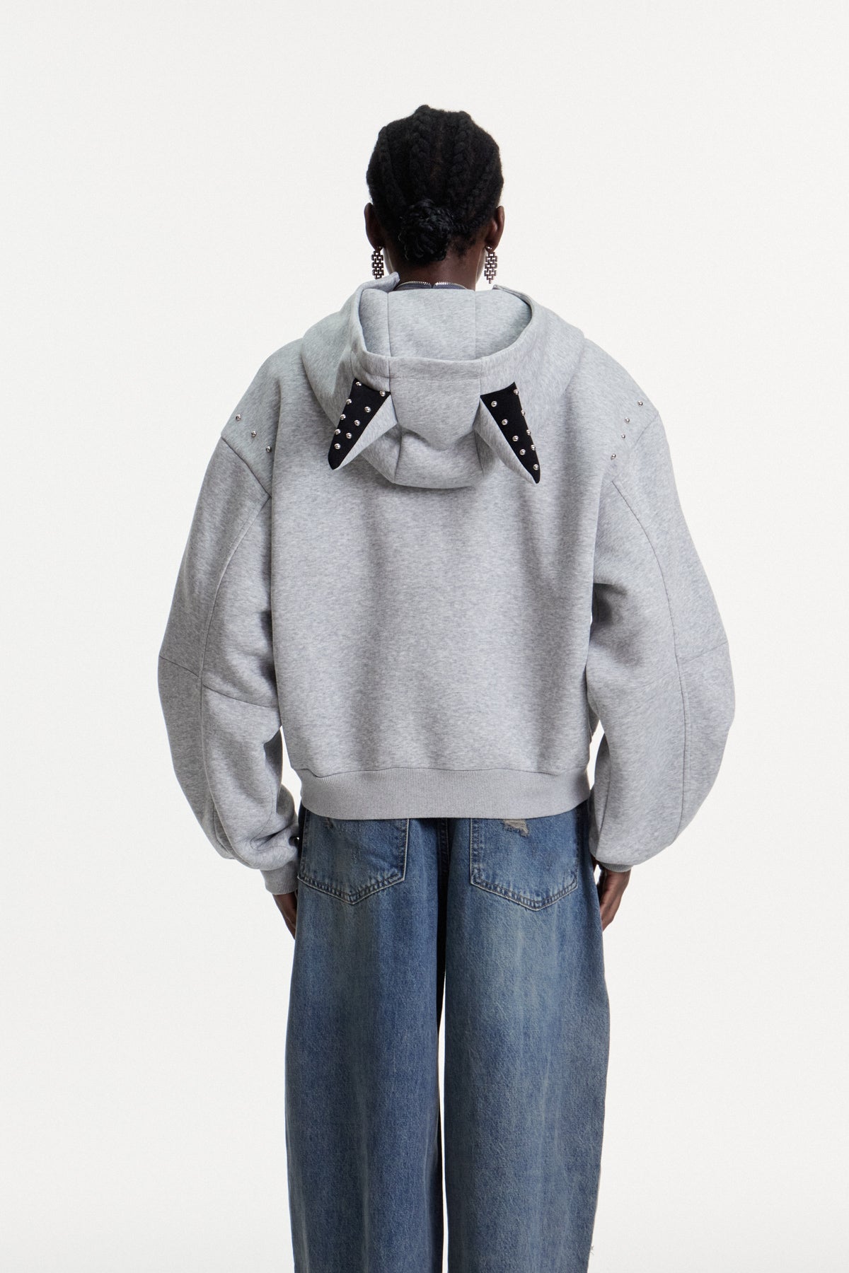 Damianus Embellished Hooded Jacket In Grey