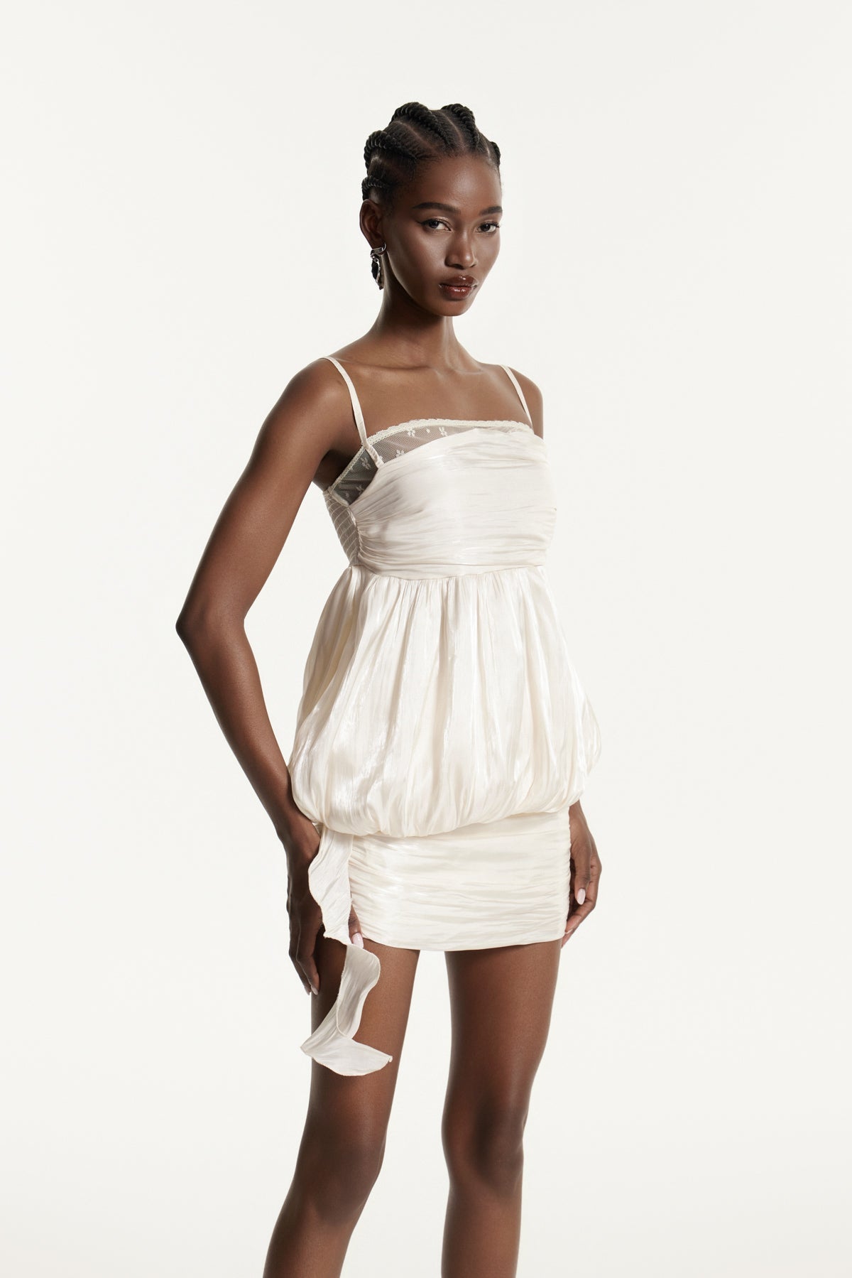 Damla Fringe Ruch Skirt Set