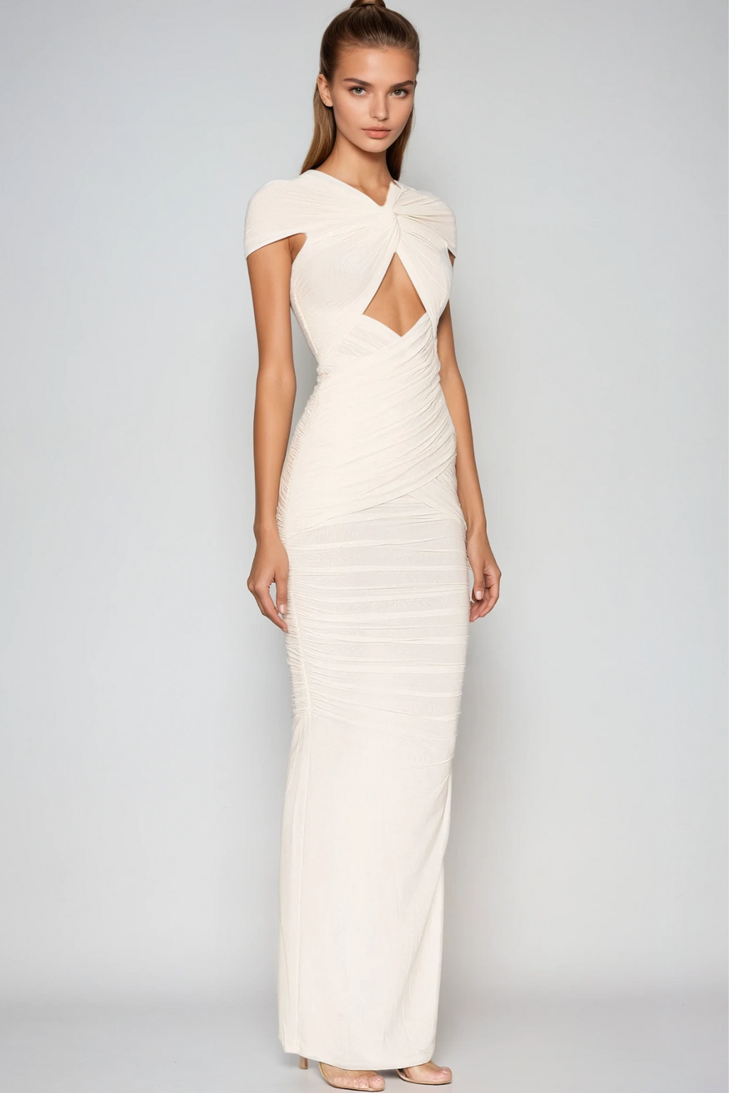 Danai Cutout Ruch Maxi Dress