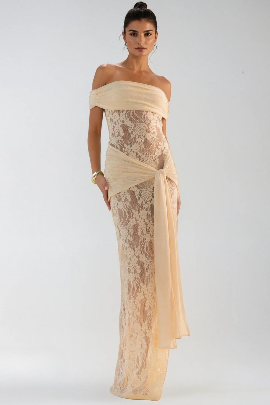 Dancho Tie Up Lace Maxi Dress