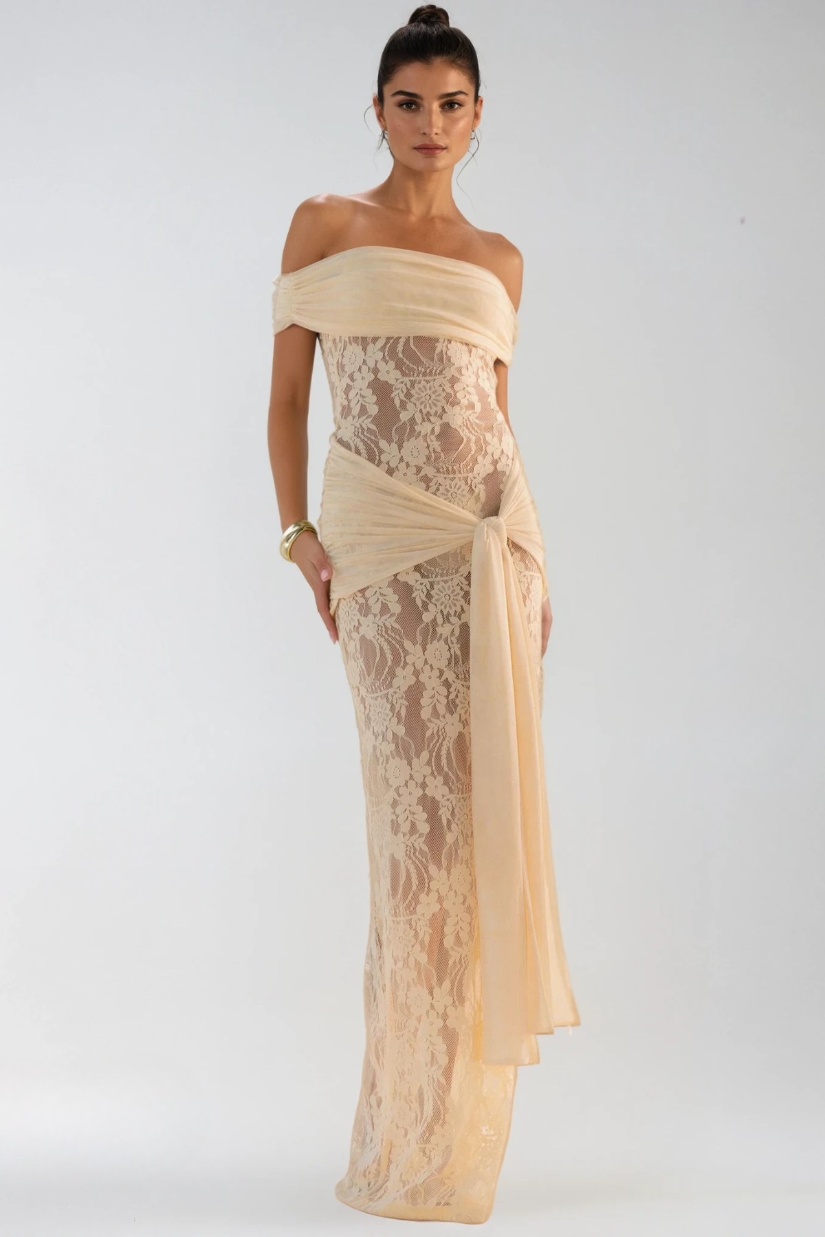 Dancho Tie Up Lace Maxi Dress