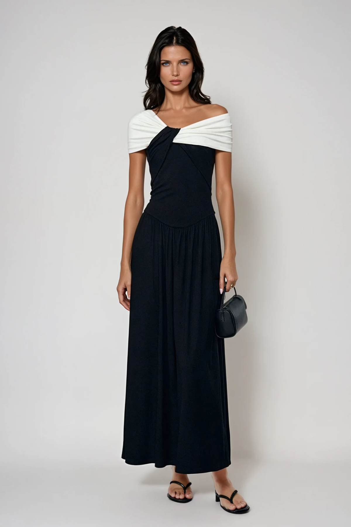 Danel Off Shoulder Ruch Asymmetric Maxi Dress