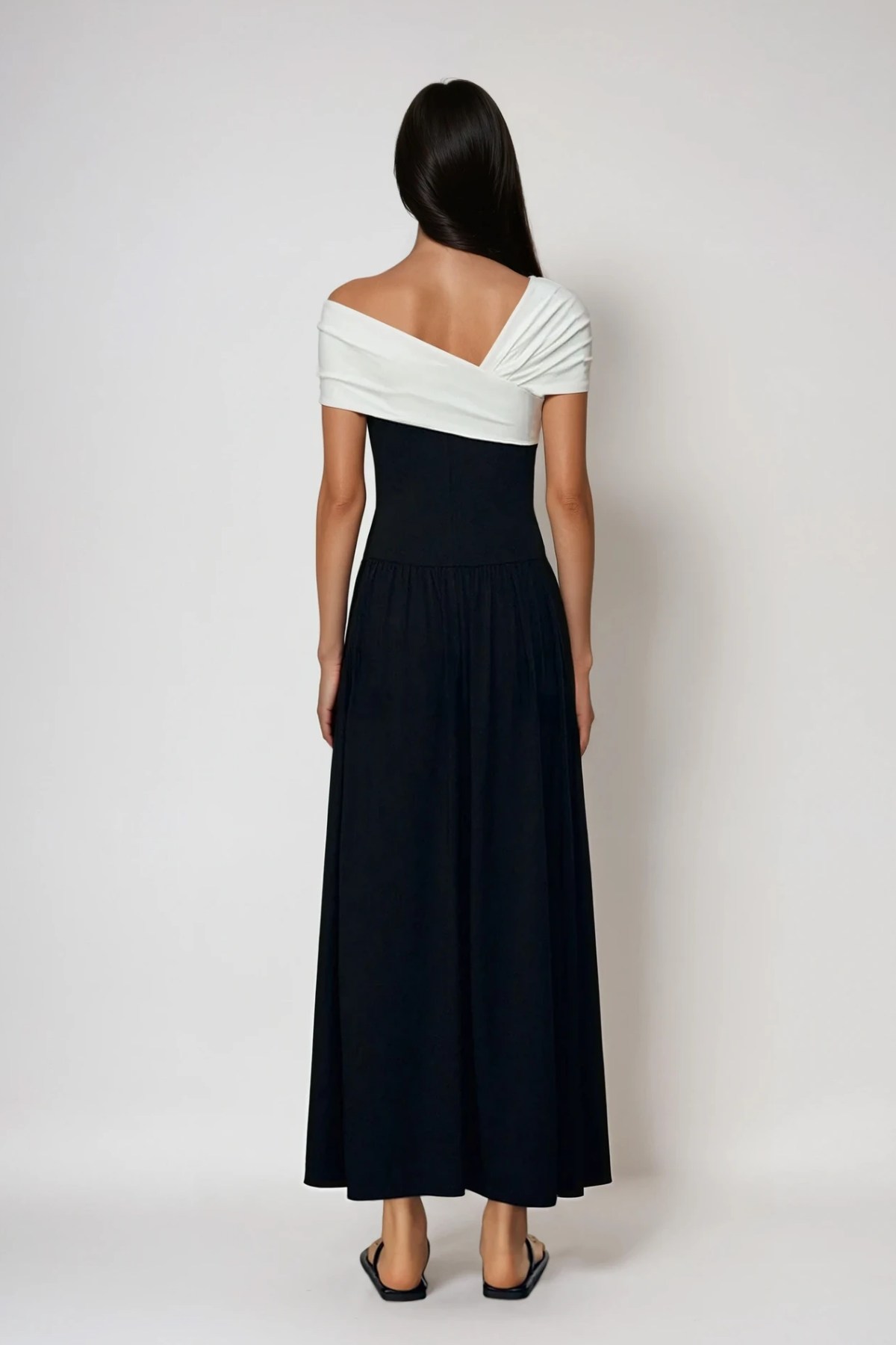 Danel Off Shoulder Ruch Asymmetric Maxi Dress
