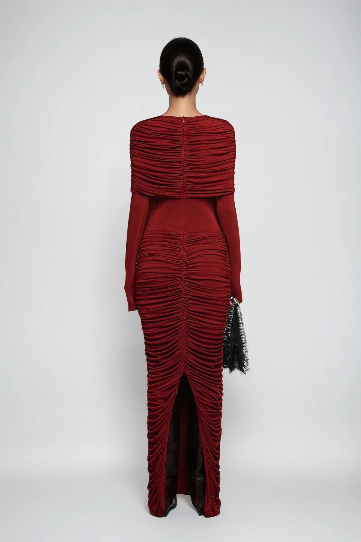 Daniel Ruch Drawstring Maxi Dress In Red