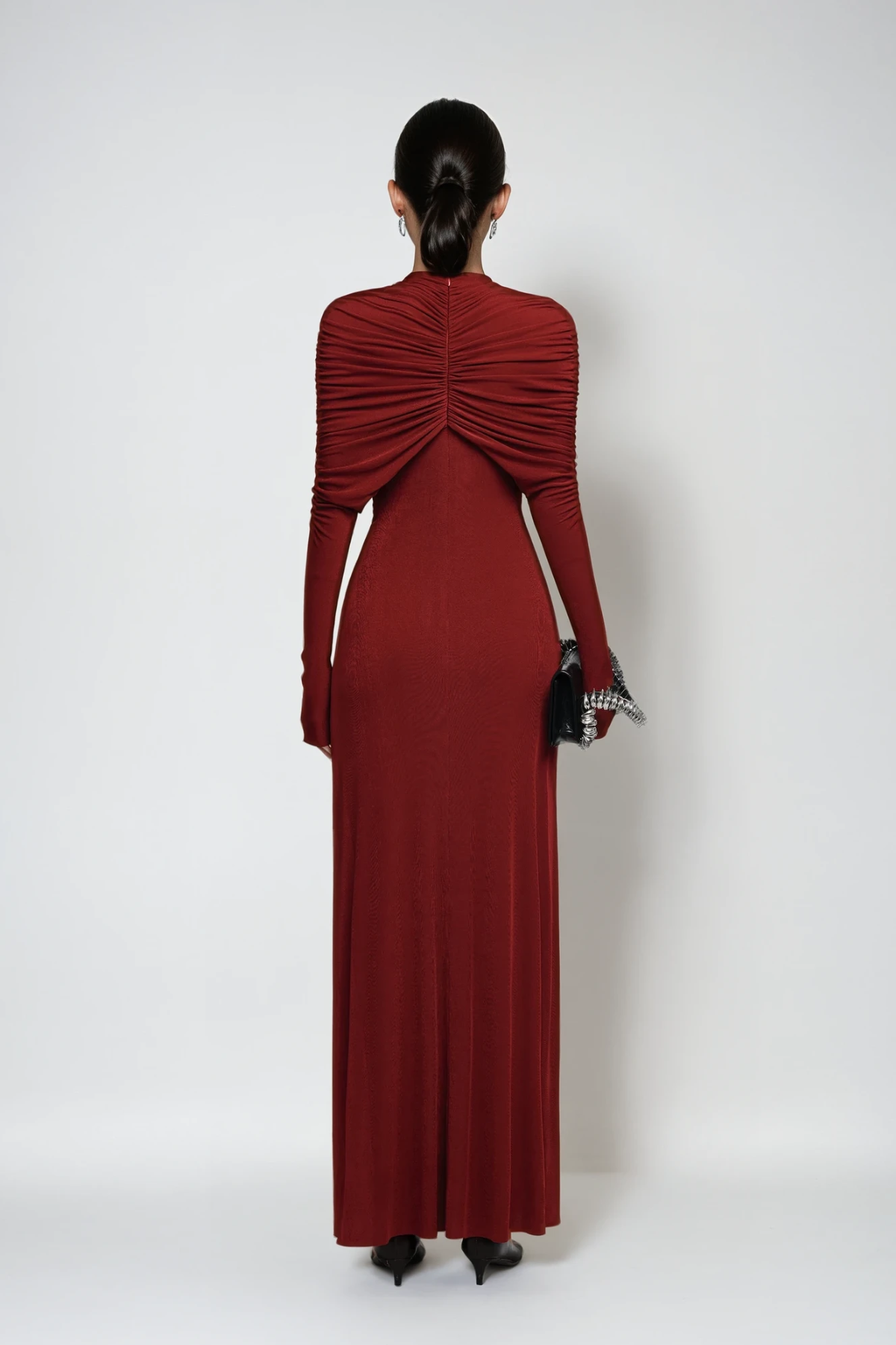 Daniel Ruch Twist Maxi Dress In Red