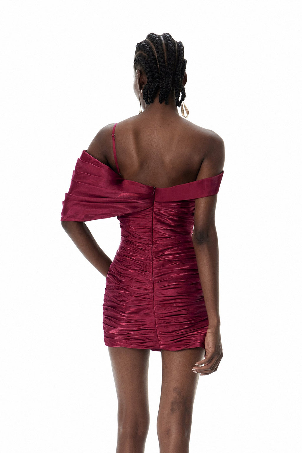 Daniella One Shoulder Asymmetric Ruch Mini Dress