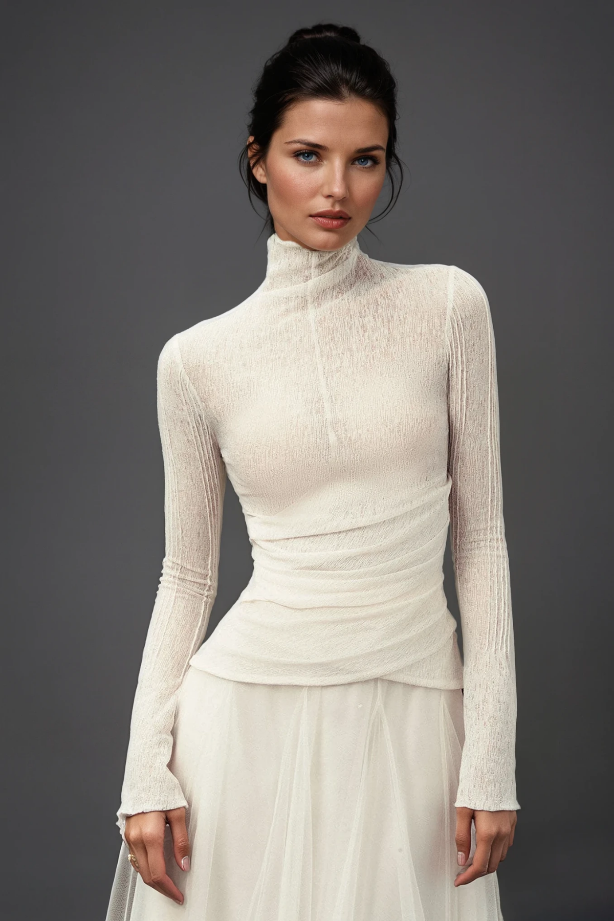 Daniels High Neck Ruch Maxi Dress