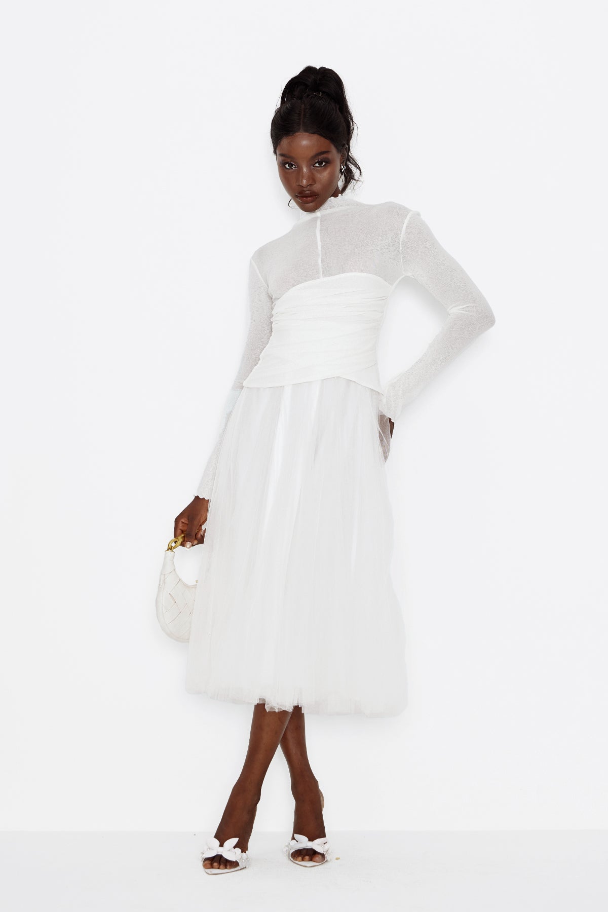 Daniels High Neck Ruch Maxi Dress