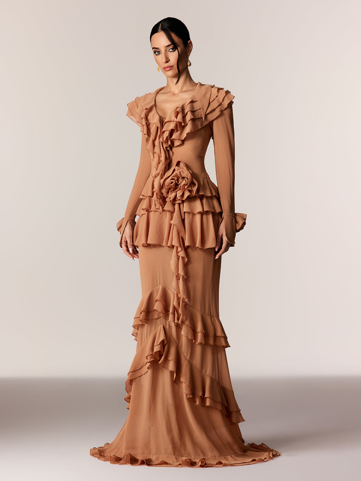 Daniil Flower Ruffle Maxi Dress