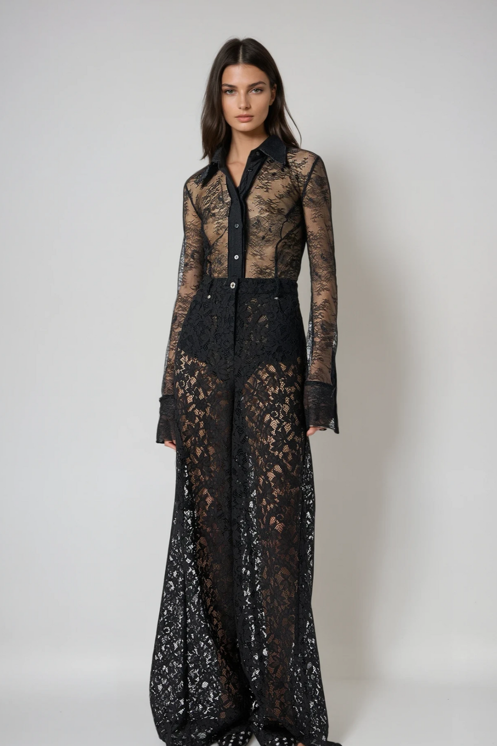 Danilo Mesh Lace Long Sleeve Bodysuit