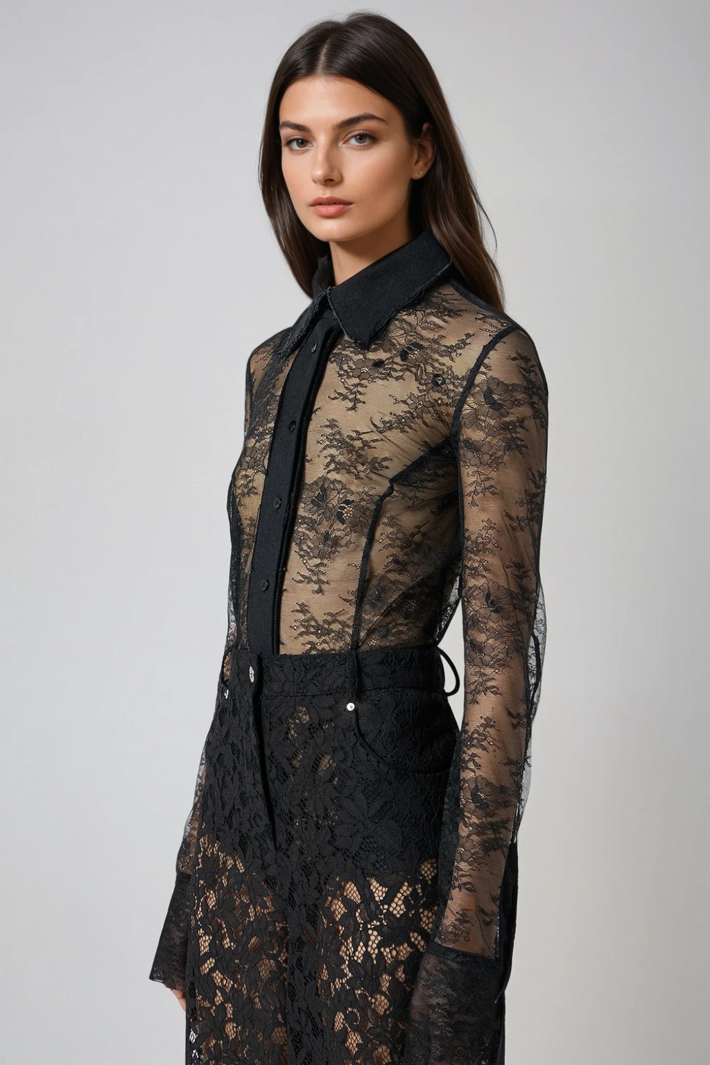 Danilo Mesh Lace Long Sleeve Bodysuit