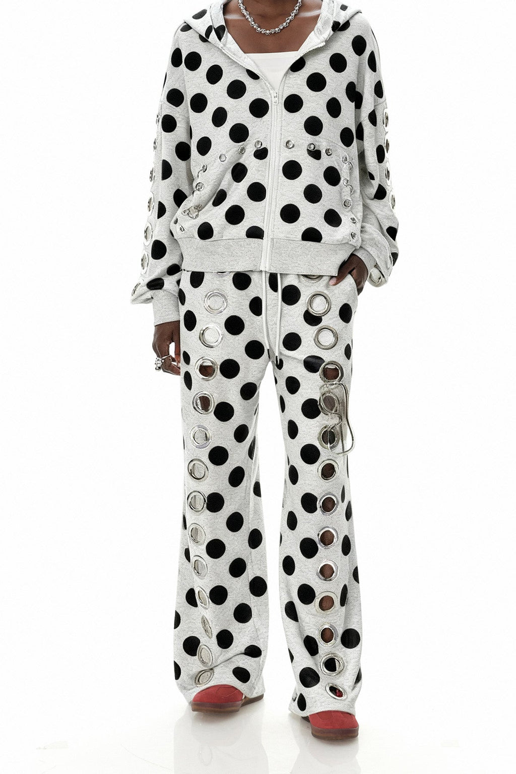 Daniyal Eyelet Dot Straight Pants