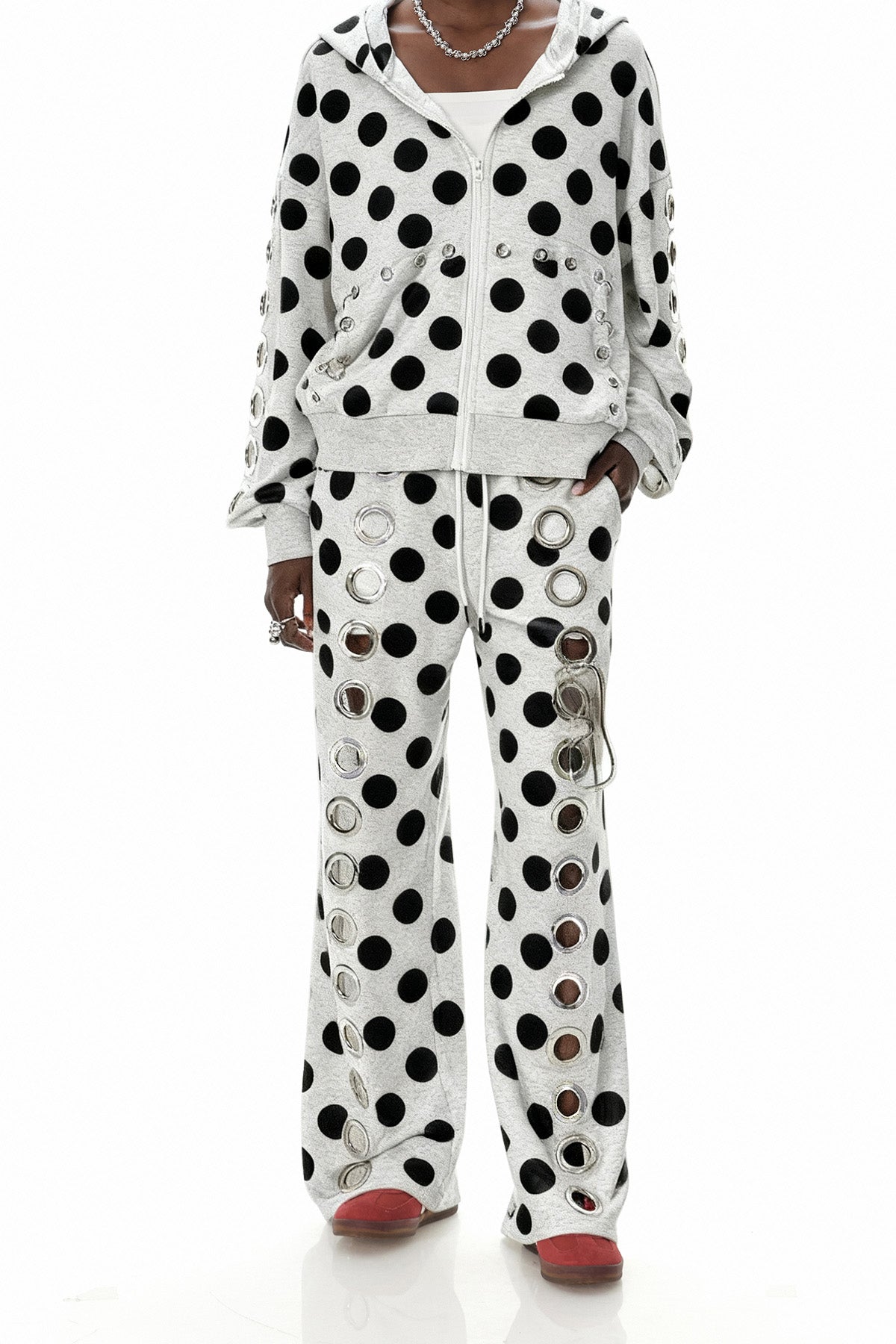 Daniyal Eyelet Dot Straight Pants