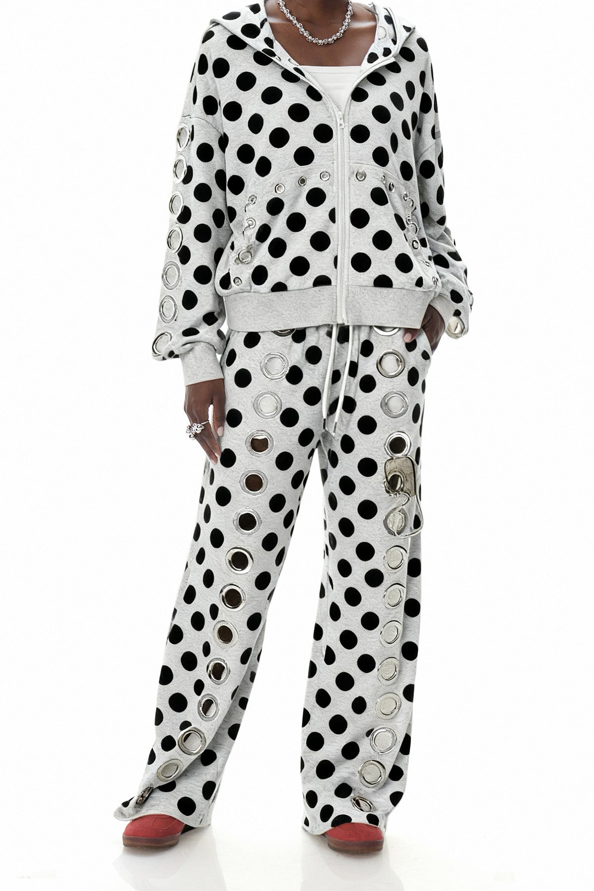 Daniyal Eyelet Dot Straight Pants