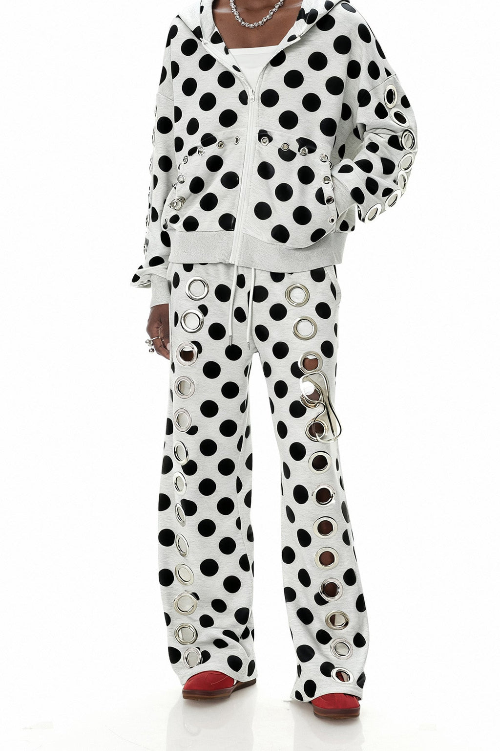 Daniyal Eyelet Dot Straight Pants