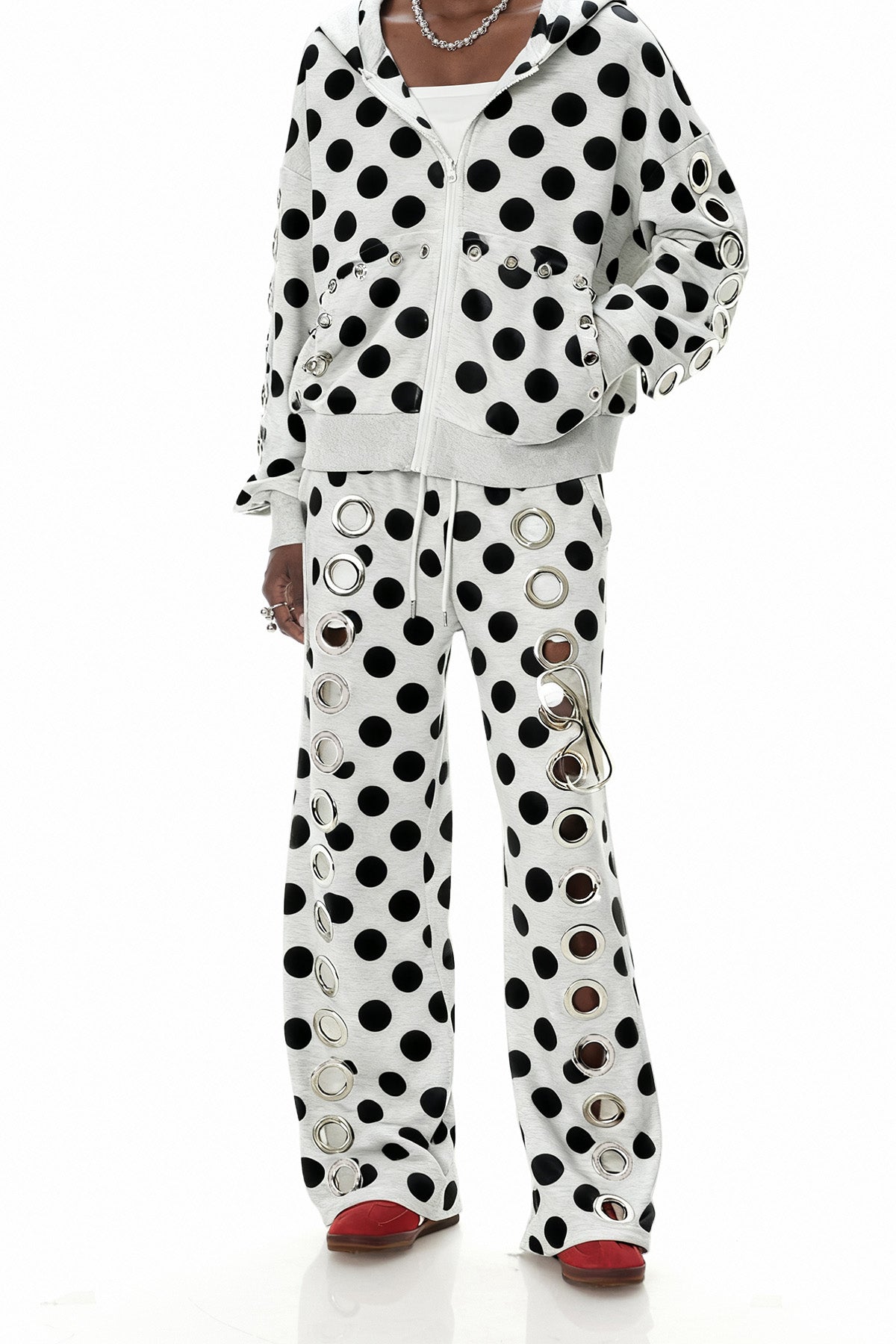 Daniyal Eyelet Dot Straight Pants