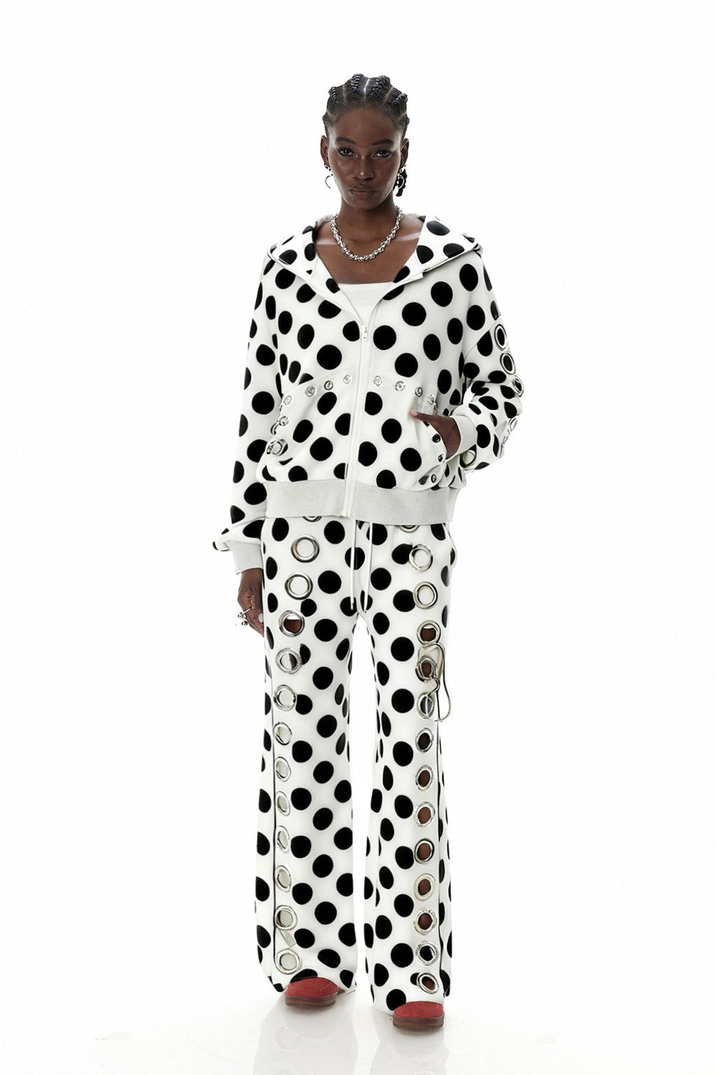 Daniyal Eyelet Dot Straight Pants