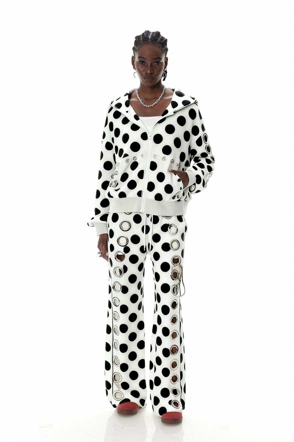 Daniyal Eyelet Dot Straight Pants