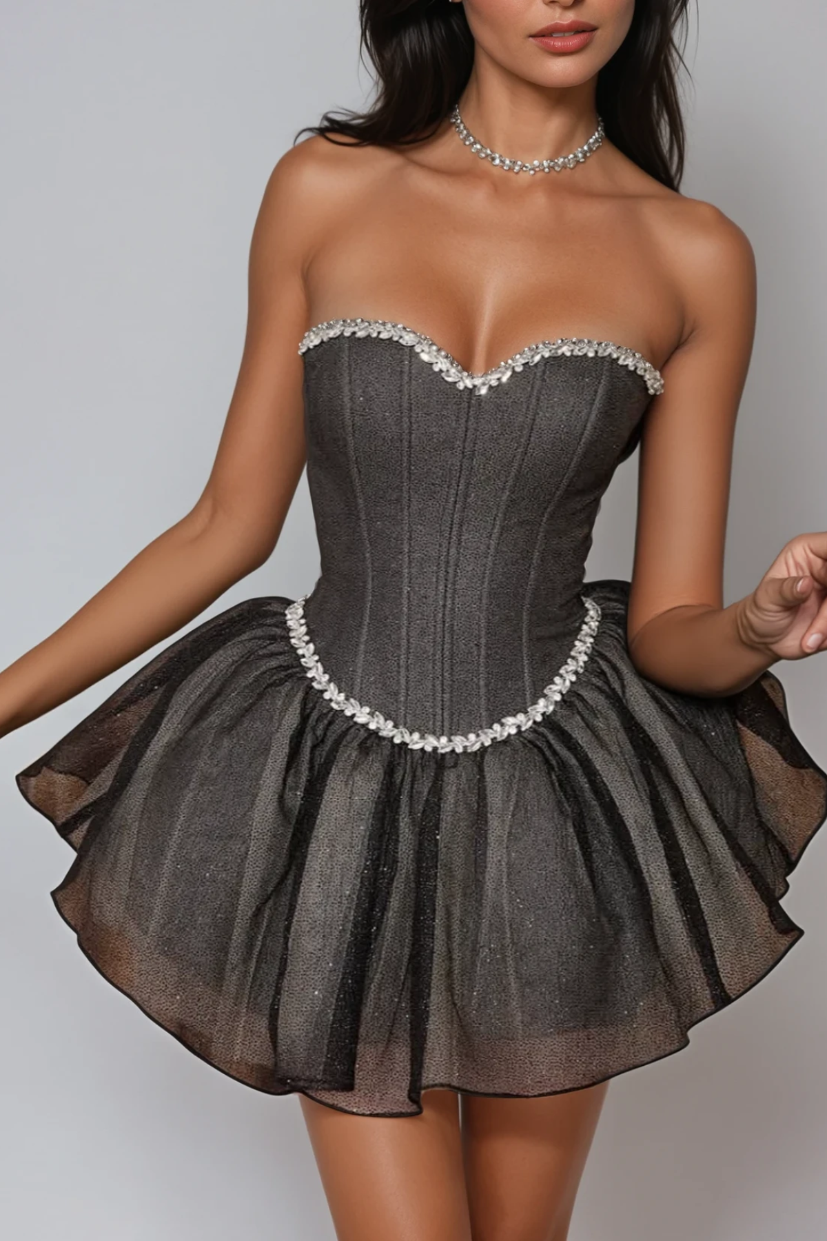 Danko Strapless Corset Puffy Mini Dress