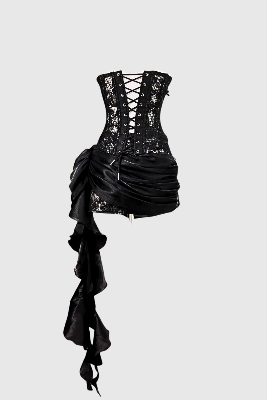 Danne Corset Fringe Skirt Set In Black