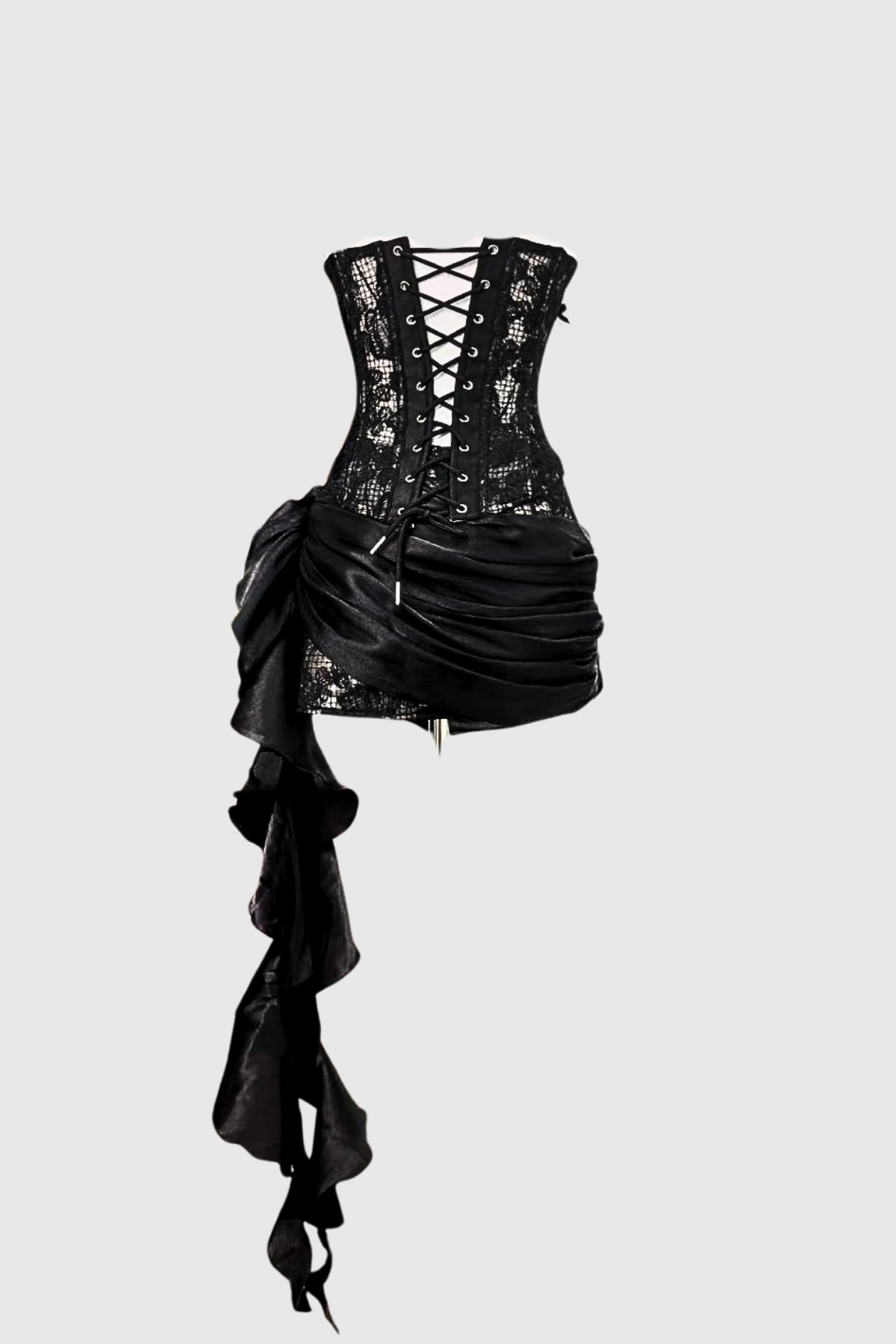 Danne Corset Fringe Skirt Set In Black
