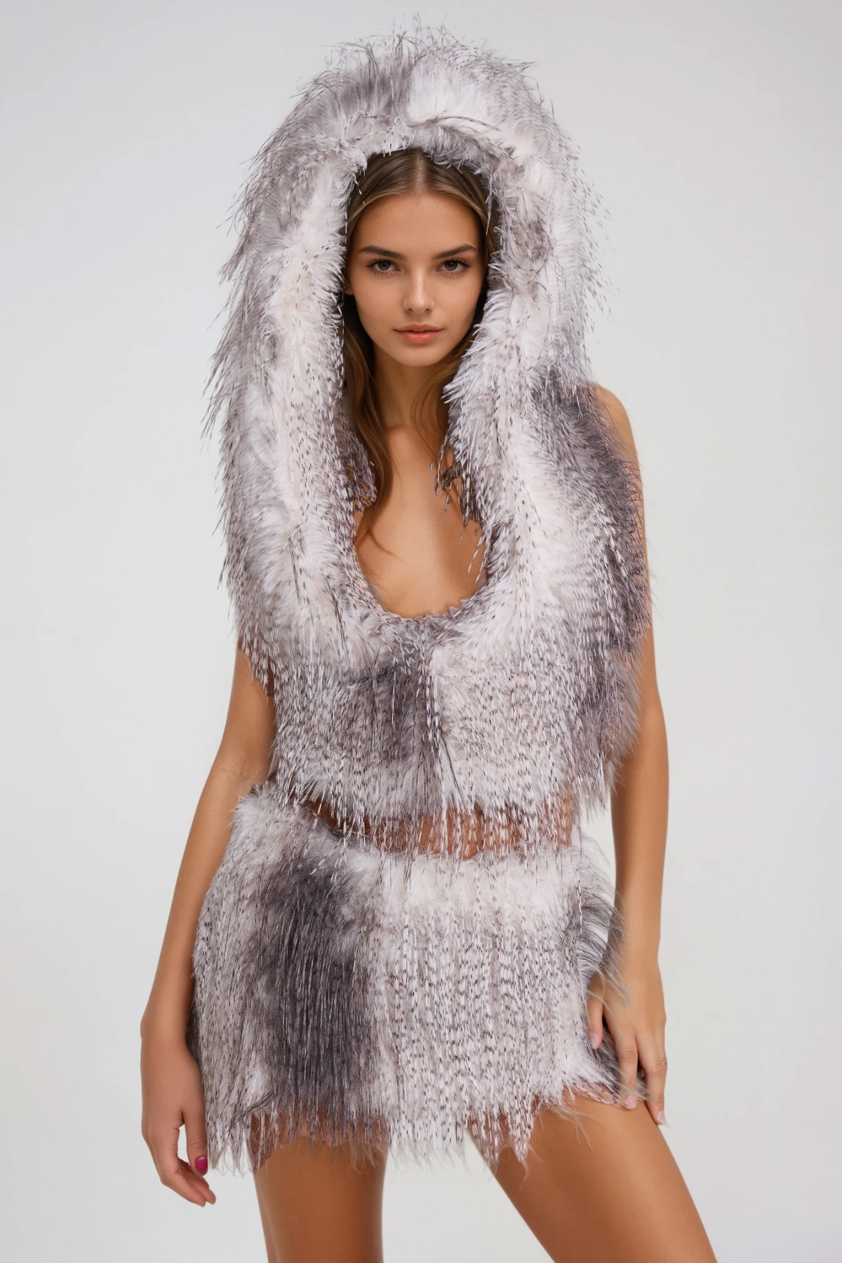 Danr Backless Faux Fur Top