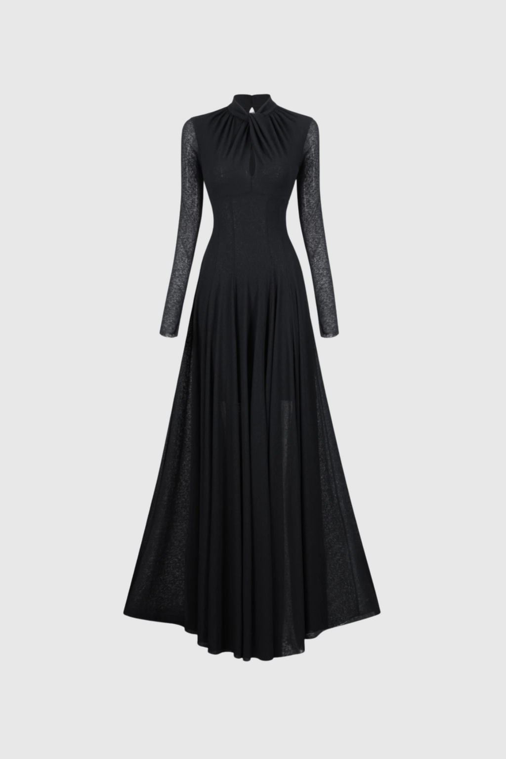 Dany Twist Long Sleeve Maxi Dress In Black
