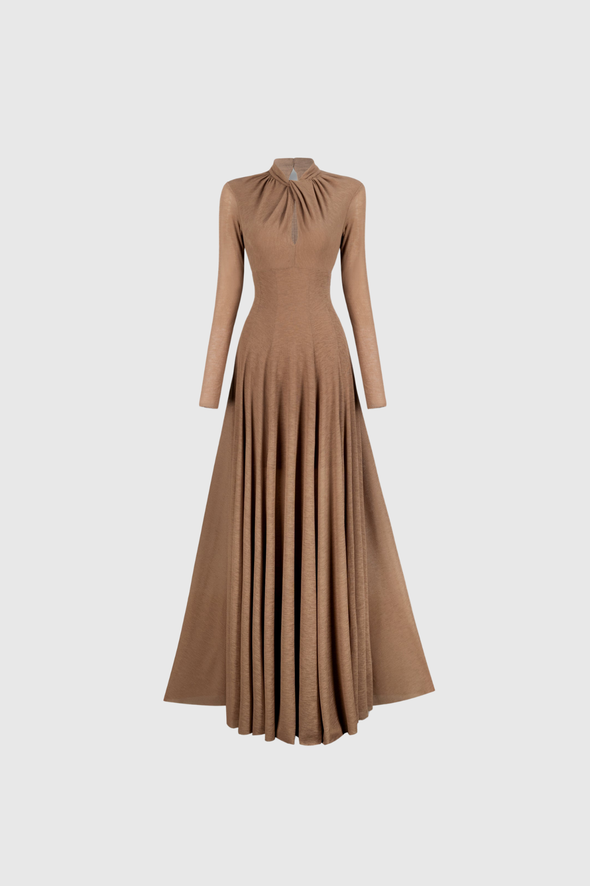 Dany Twist Long Sleeve Maxi Dress In Brown