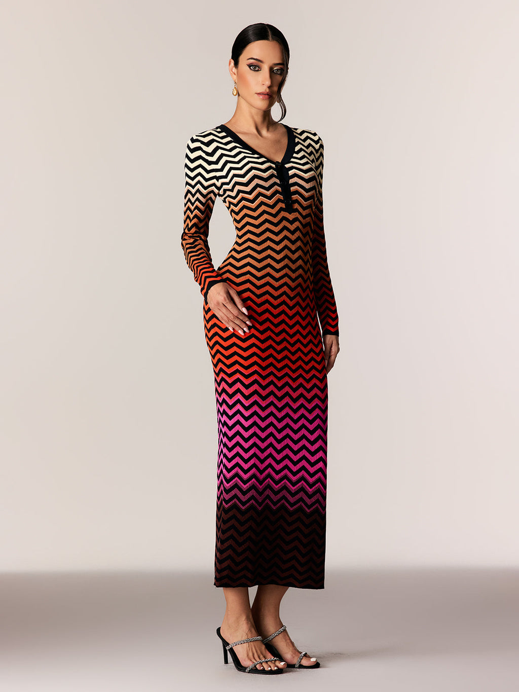 Daouda Long Sleeve Hayley Maxi Dress In Red