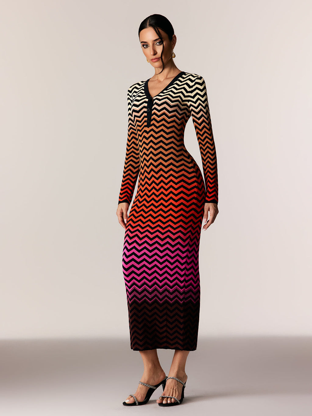 Daouda Long Sleeve Hayley Maxi Dress In Red