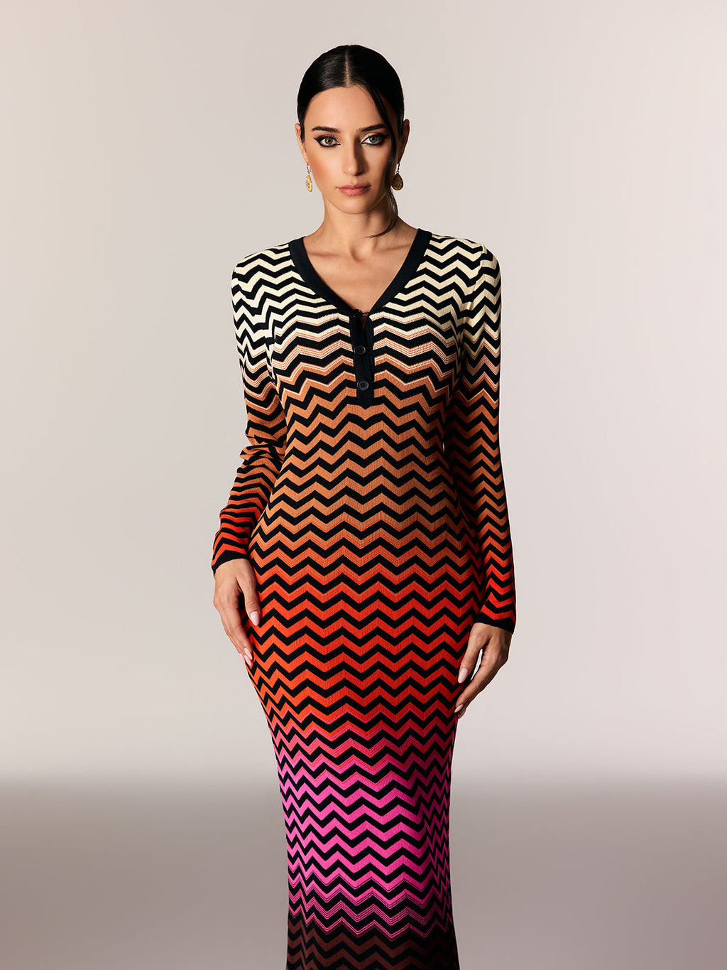 Daouda Long Sleeve Hayley Maxi Dress In Red