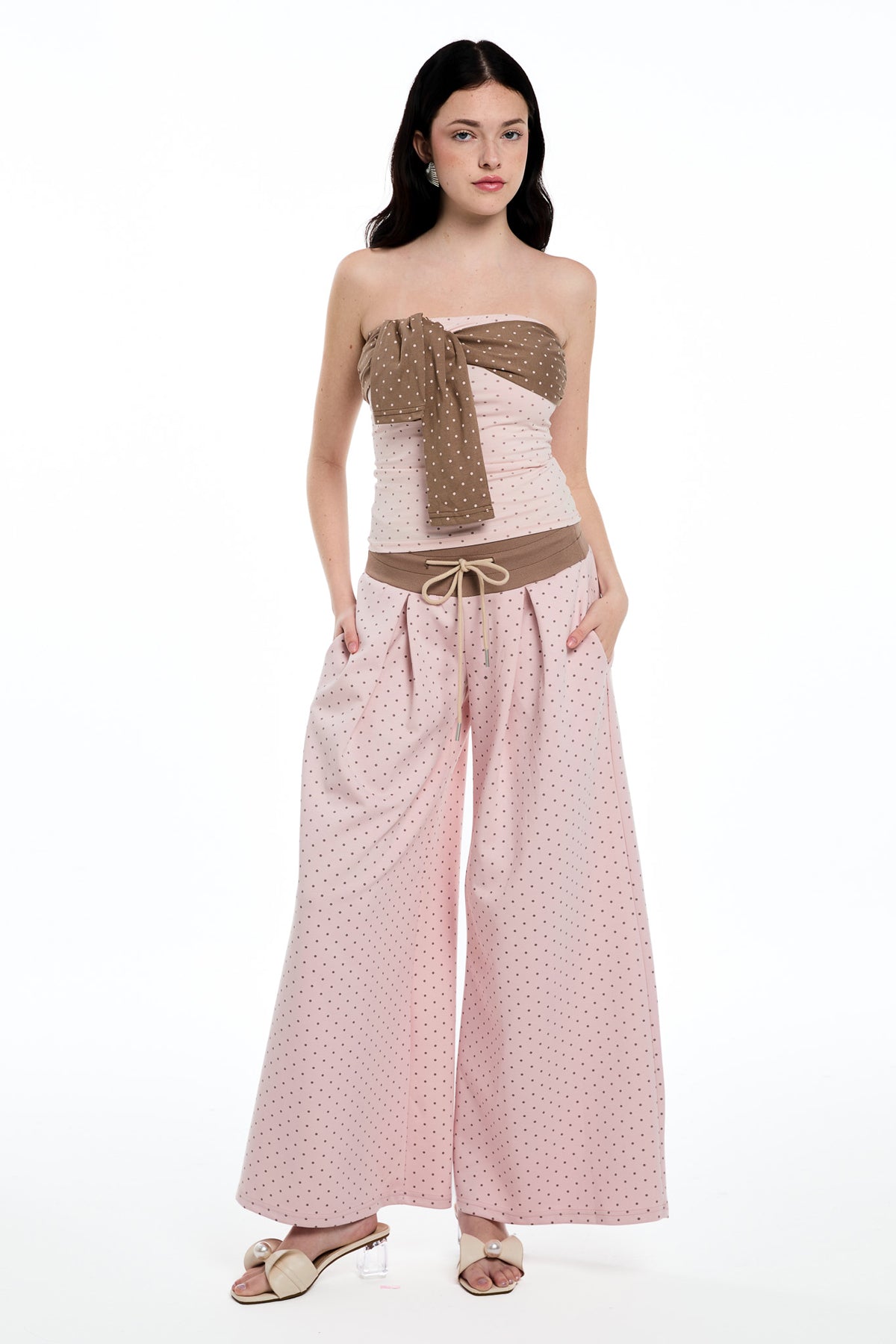 Daphne Strapless Dot Pants Set