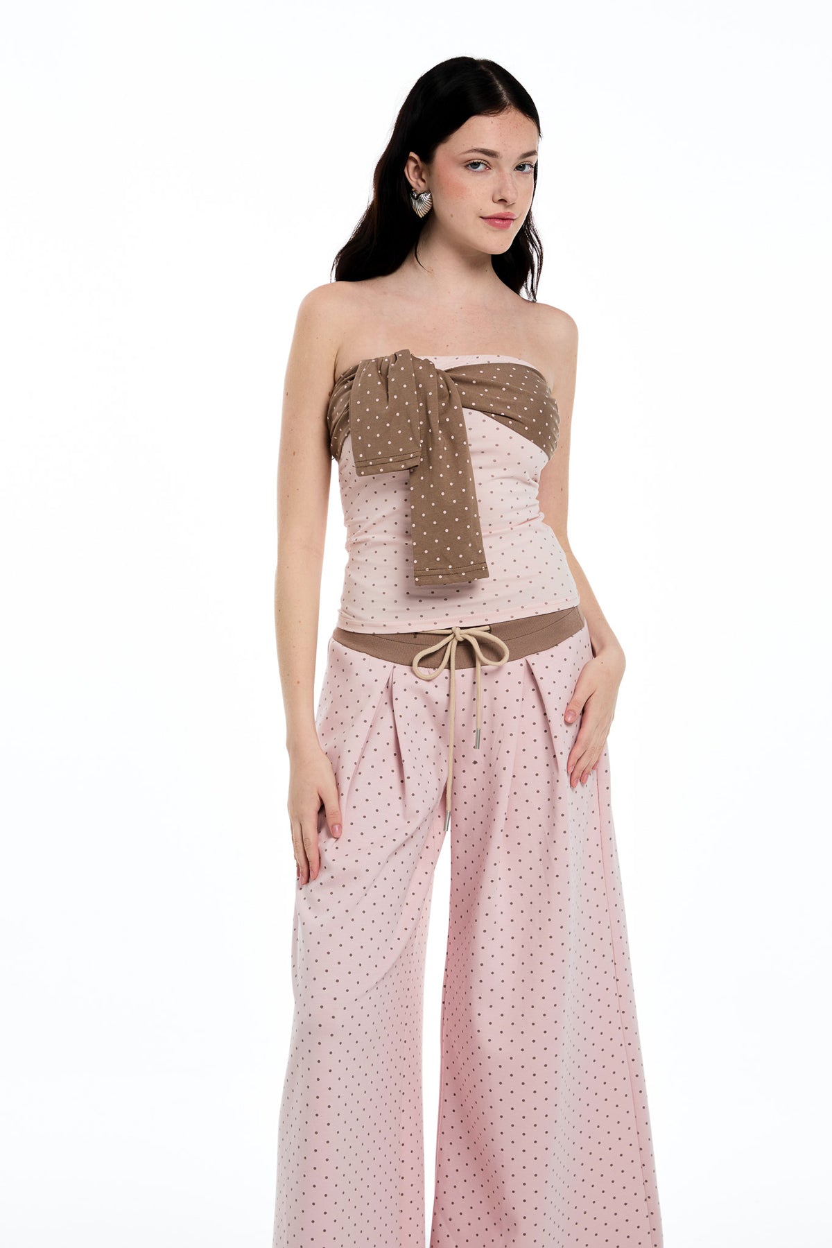 Daphne Strapless Dot Pants Set