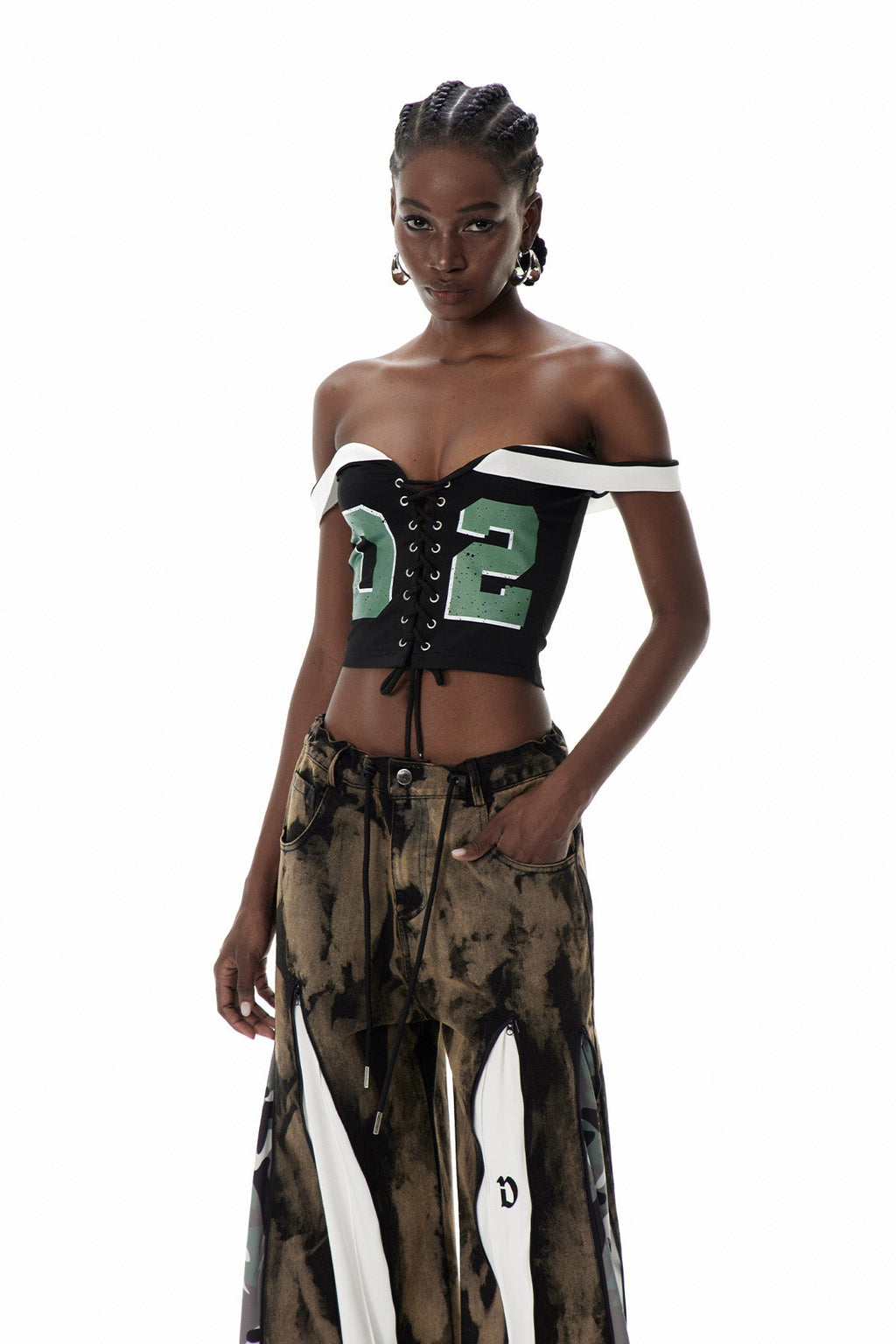 Dara Lace Up Print Top