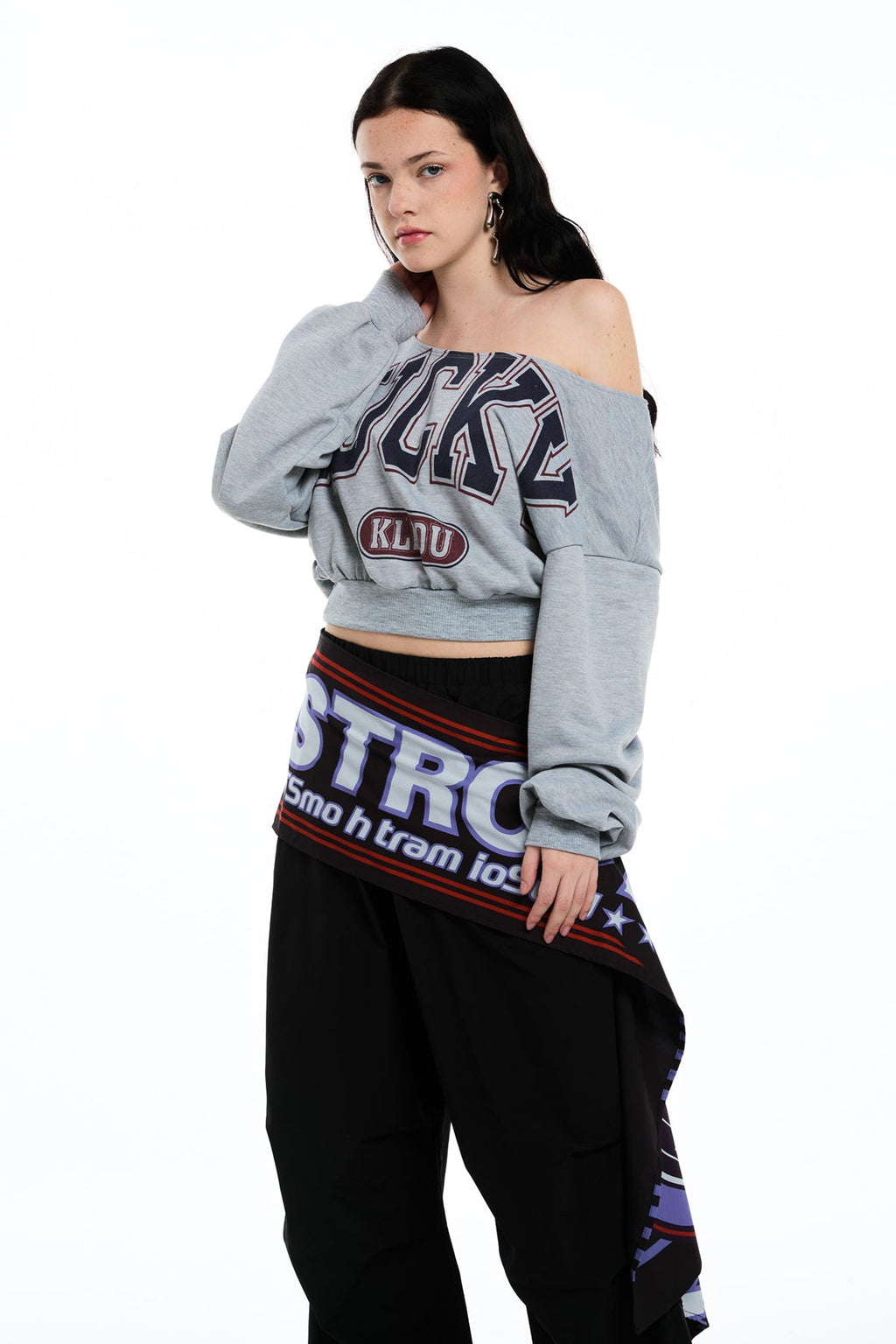 Daragh Long Sleeve Print Crop Top