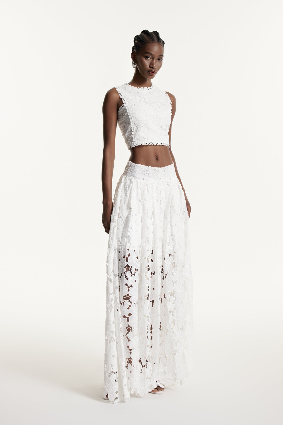 Darija Sleeveless Flower Cutout Skirt Set