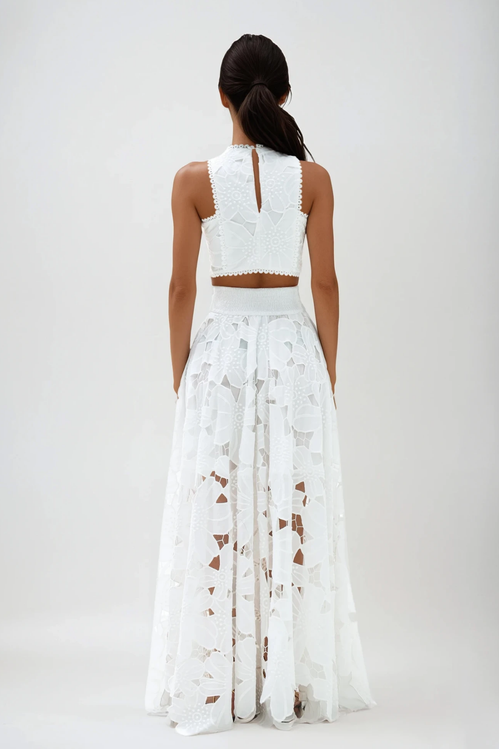 Darija Sleeveless Flower Cutout Skirt Set