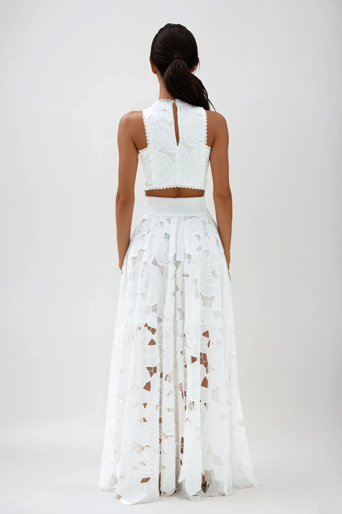 Darija Sleeveless Flower Cutout Skirt Set