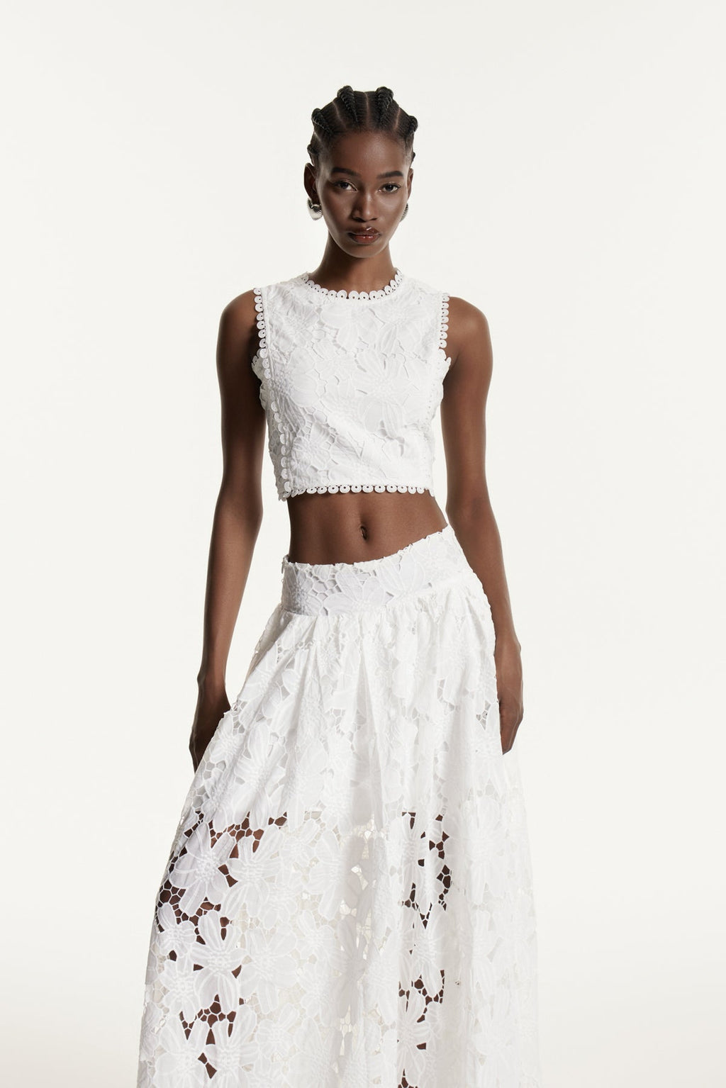 Darija Sleeveless Flower Cutout Skirt Set