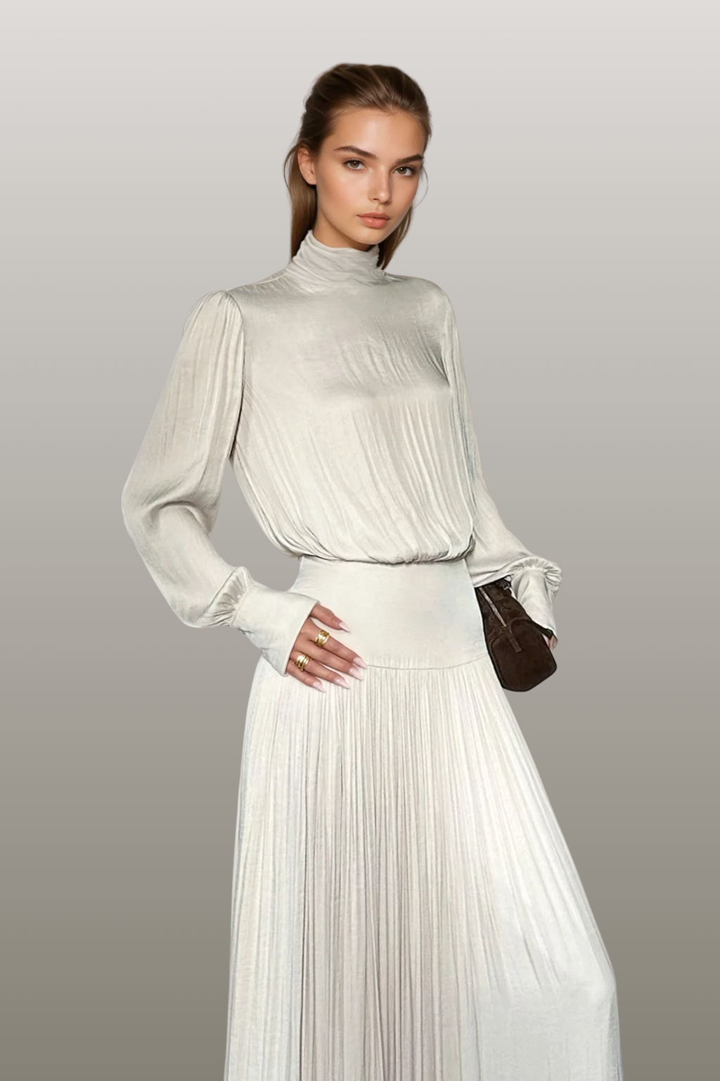 Darina Balloon Sleeve Ruch Maxi Dress