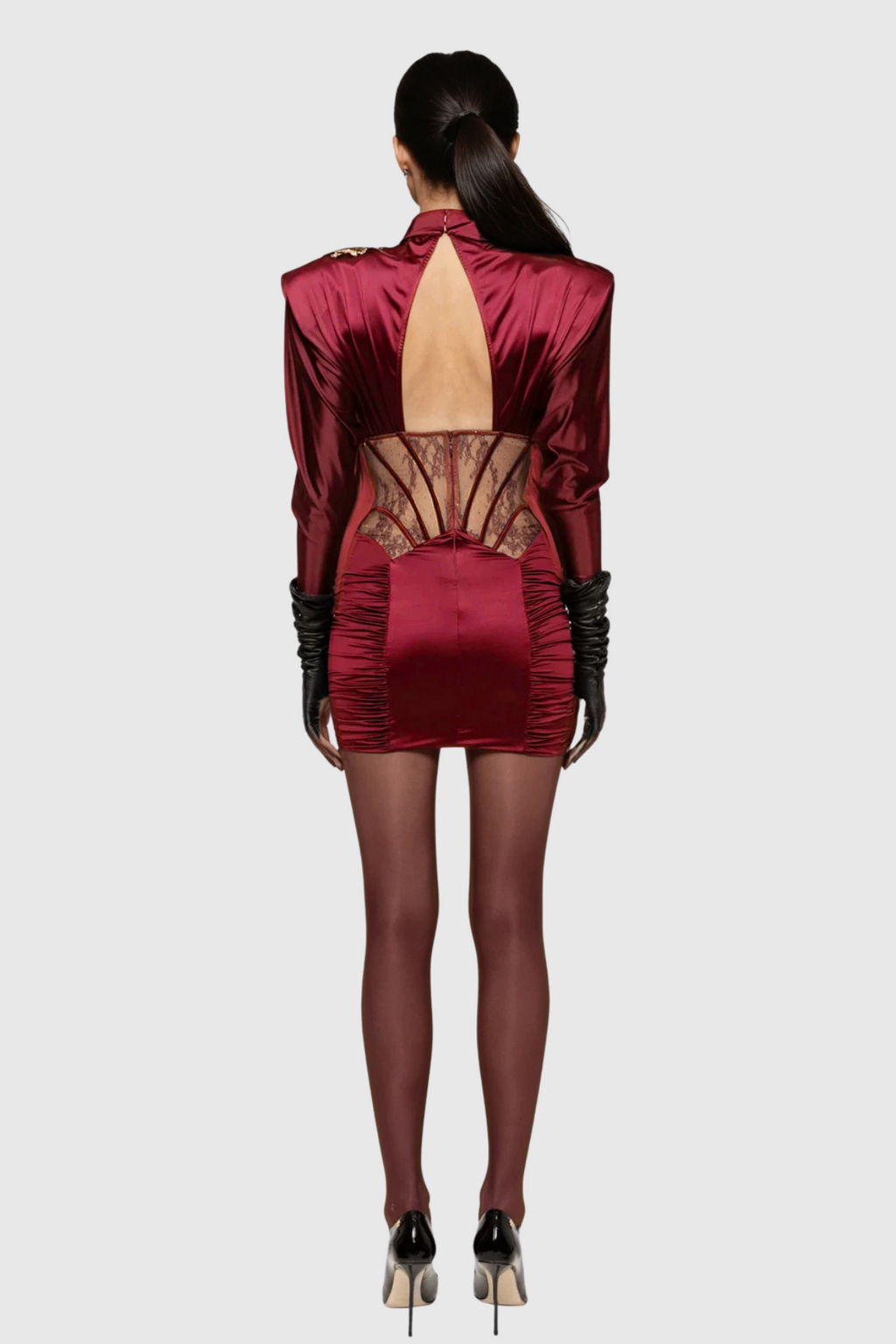 Darion Corset Cutout Satin Mini Dress