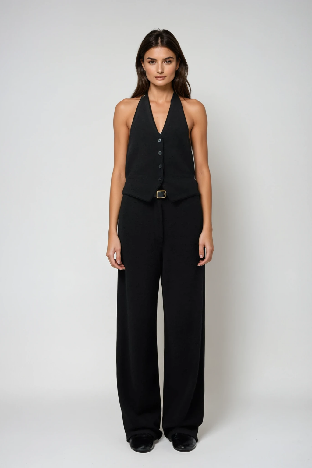 Dariush Halter Neck Pants Set In Black
