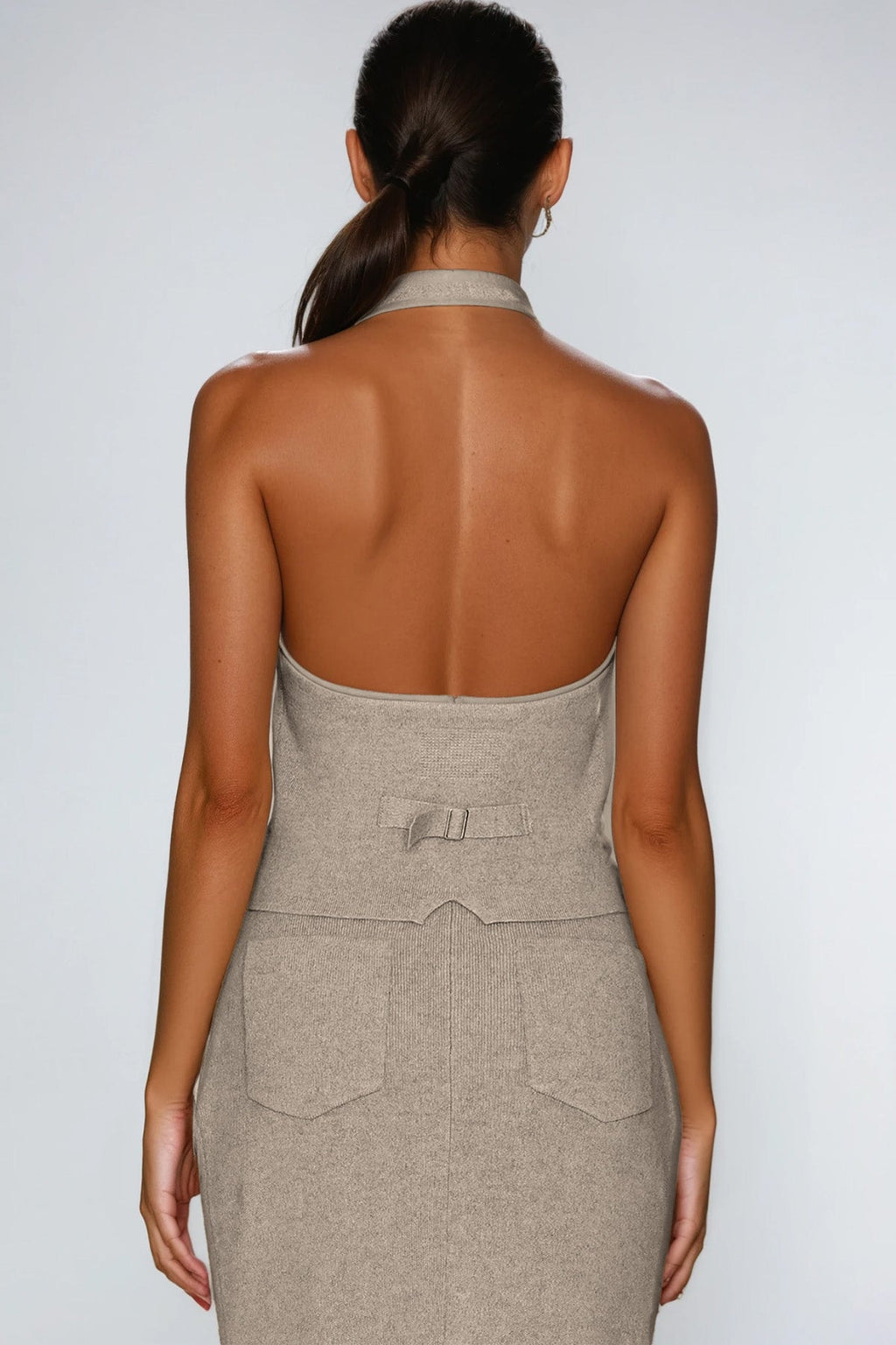 Dariush Halter Neck Pants Set In Khaki