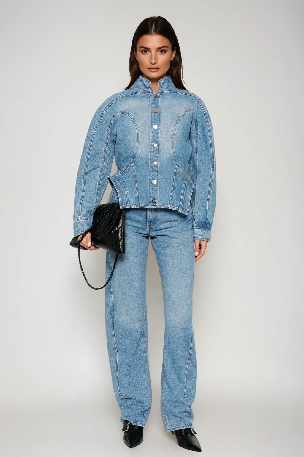 Darya Denim Pants Set In Blue