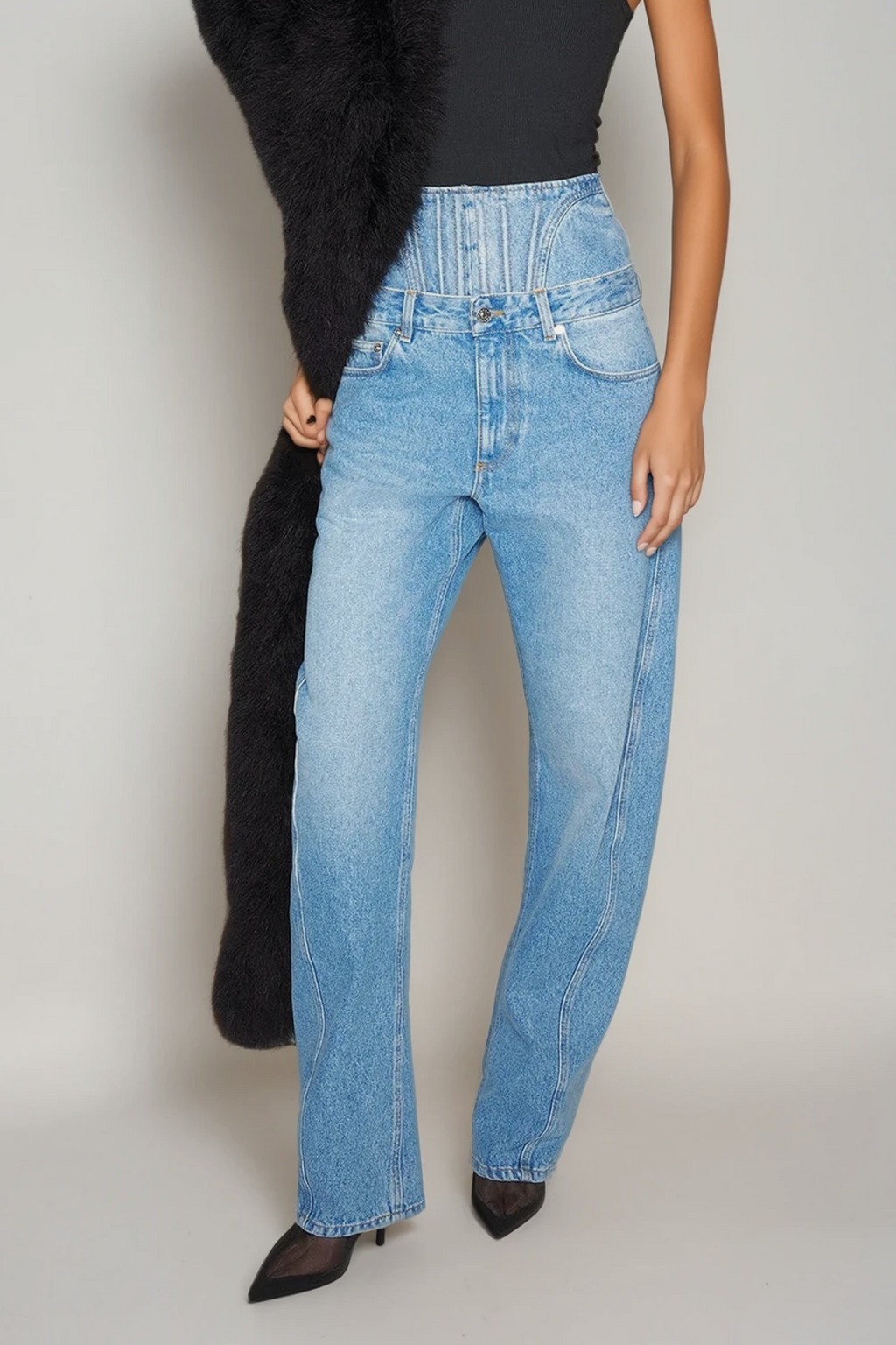 Darya Denim Pants Set In Blue