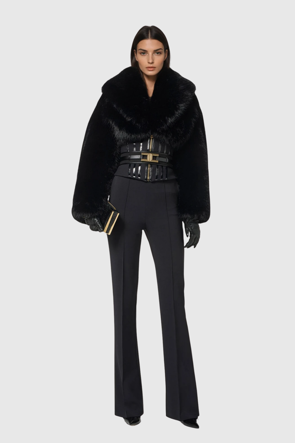 Davin Lapel Corset Faux Fur Jacket