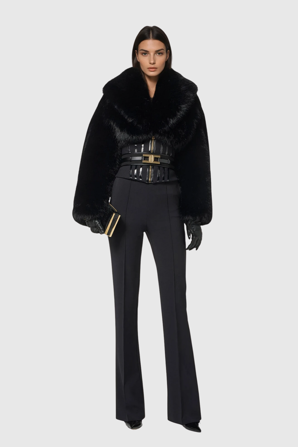 Davin Lapel Corset Faux Fur Jacket