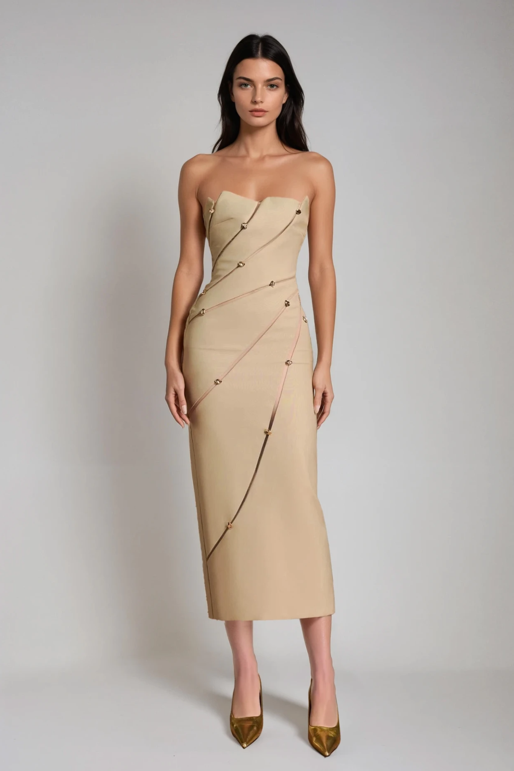 Davinia Strapless Asymmetric Maxi Dress