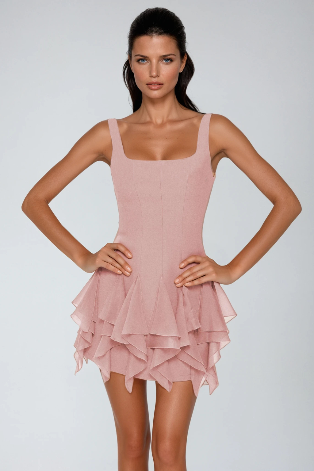 Davood Sleeveless Ruffle Mini Dress