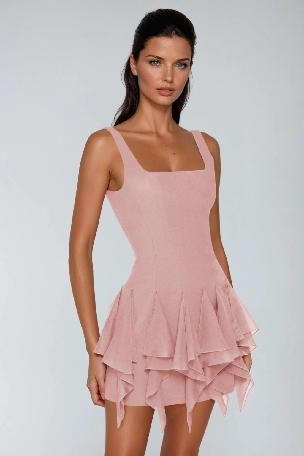 Davood Sleeveless Ruffle Mini Dress